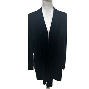 Vintage ‘90’s CMC velvet black open front cardigan jacket longline made USA xl